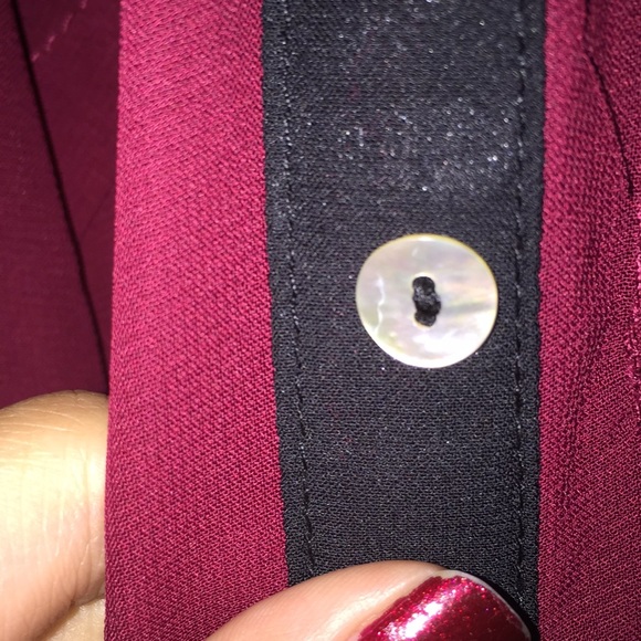 Burgundy button up pullover silver rhinestone. - Picture 3 of 3